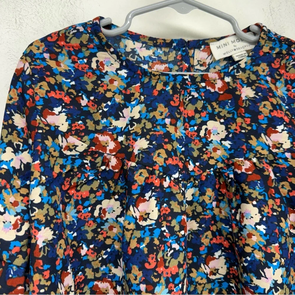 Mini Molly size 8 Youth Girls Multicolor Floral Long Puff Sleeve Top